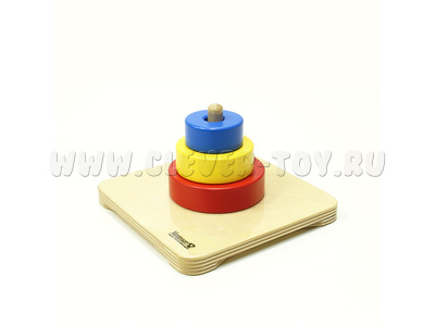 Пирамидка с 3 кольцами разного диаметра и цвета Пирамидка с 3 кольцами разного диаметра и цвета