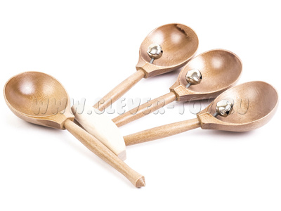Ложки веерные с бубенцами (дерево тонированное, 2 категория) Ложки веерные с бубенцами (дерево тонированное, 2 категория)
